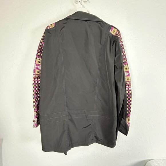 Custo Barcelona Women Black Embroidered Coat Jacket Large Double Breasted Button - Picture 2 of 9